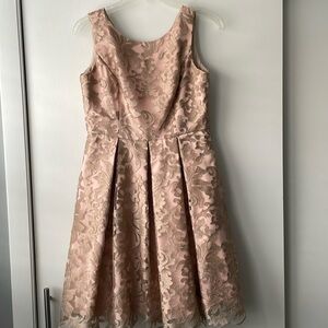 ELIZA J  MESH FIT & FLARE DRESS Rose gold SZ 6P